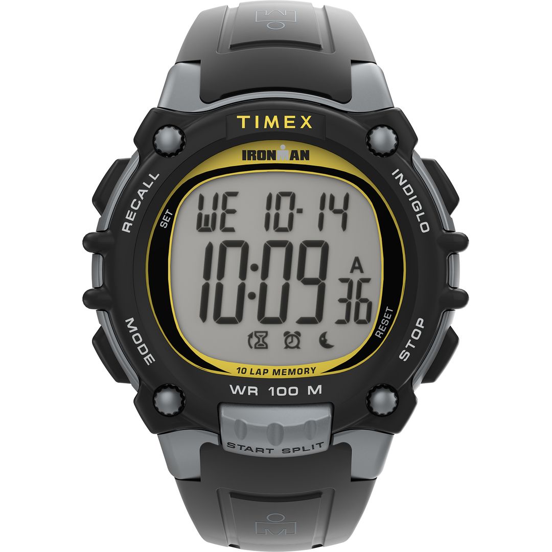 Zegarek Timex Ironman Classic 10 z tarczą cyfrową z żółtymi elementami