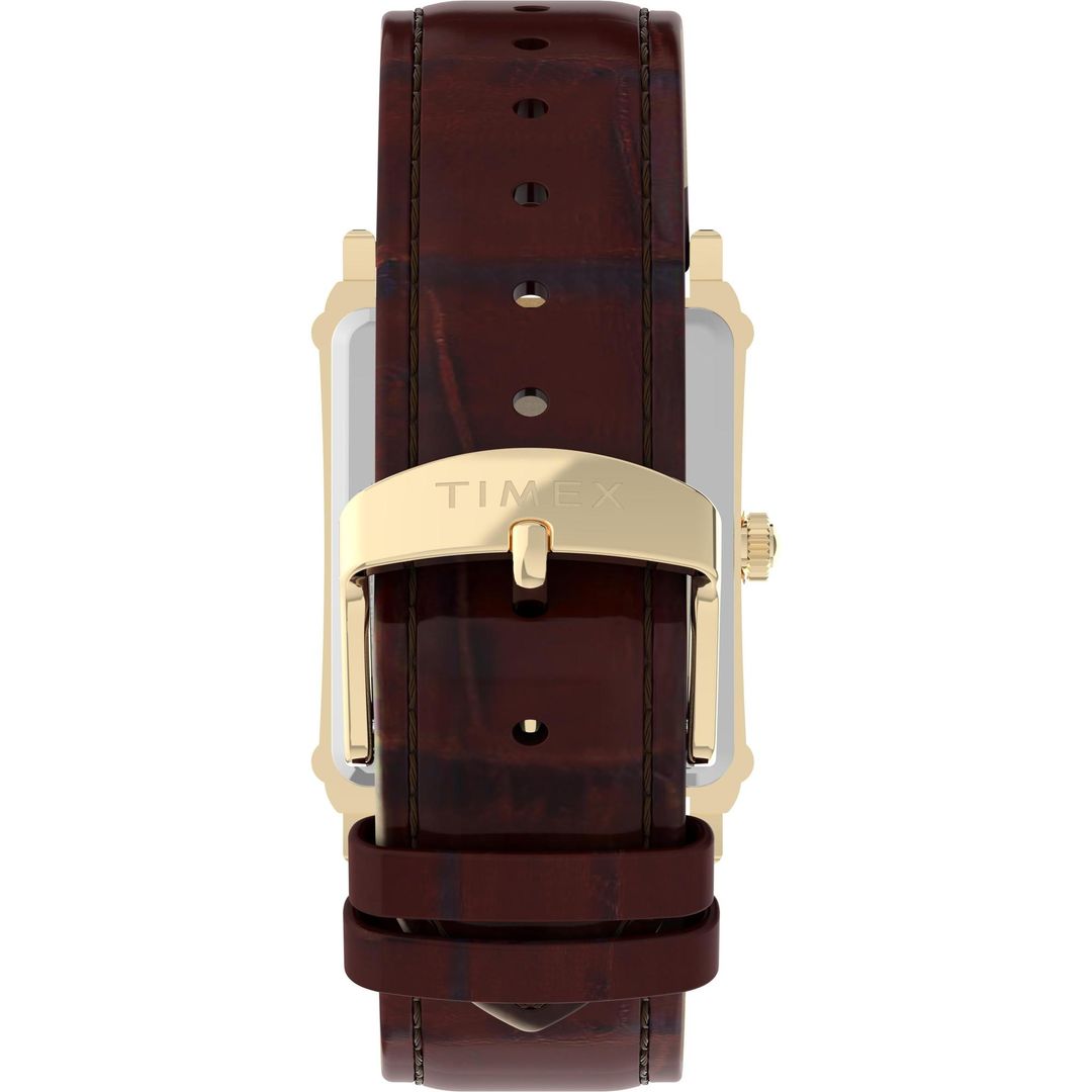 Zegarek na brązowym pasku croco z zapięciem na złotą sprzączkę