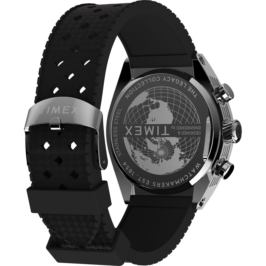Zegarek męski Timex z masywną kopertą na czarnym, gumowym pasku z zapięciem na sprzączkę
