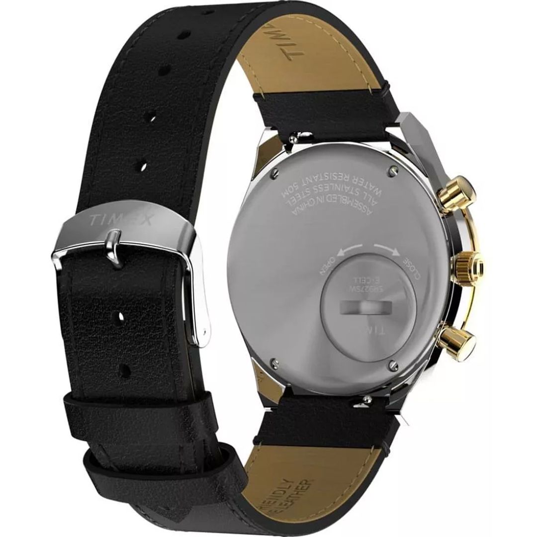 Zegarek męski Timex na czarnym, skórzanym pasku z zapięciem na sprzączkę