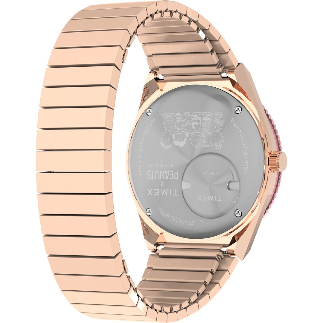 Zegarek Timex z bransoletą w kolorze różowego złota dopasowującą się do nadgrastka