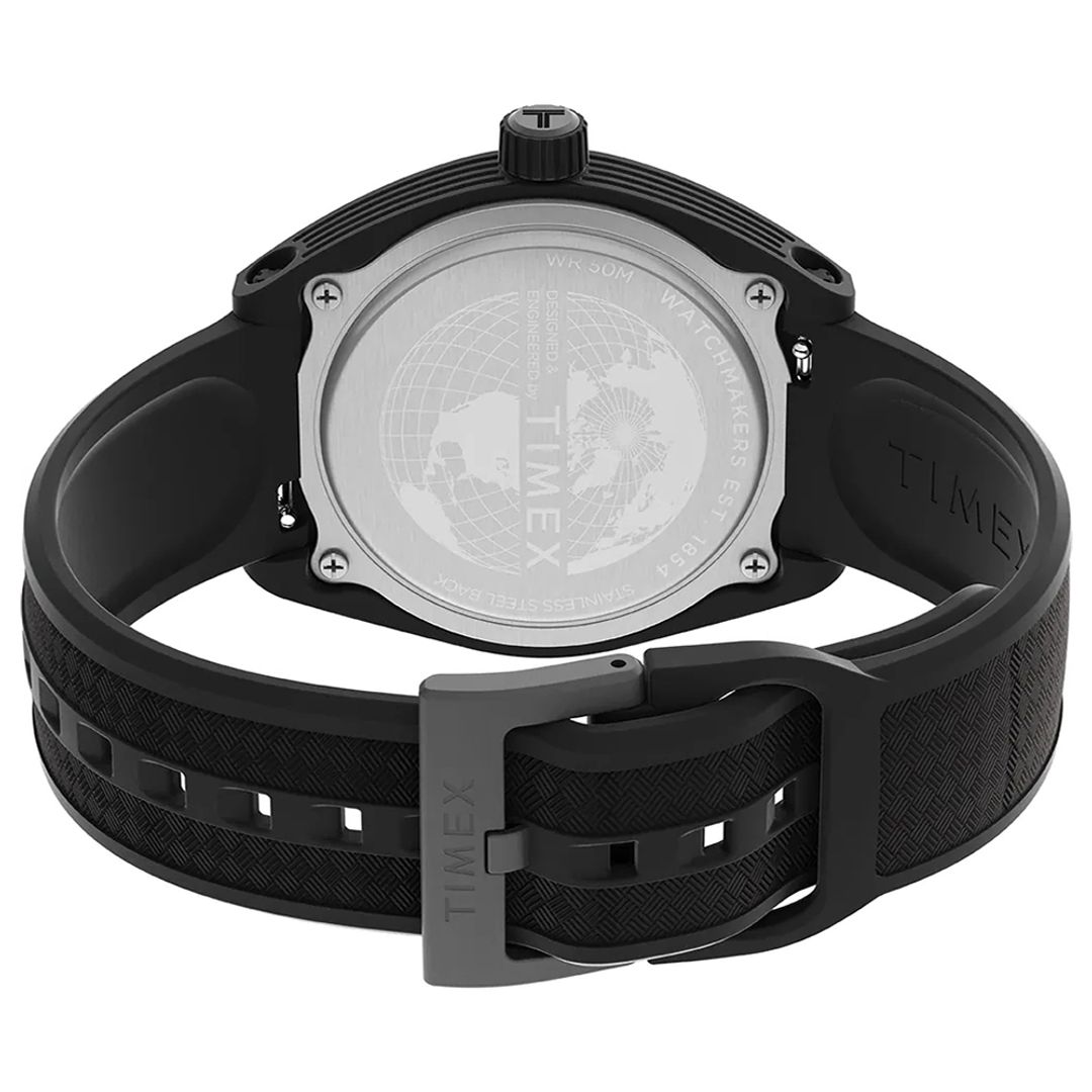 Zegarek Timex z czarną kopertą z ekologicznej ceramiki na pasku z bio-TPU zapinanym na sprzączkę