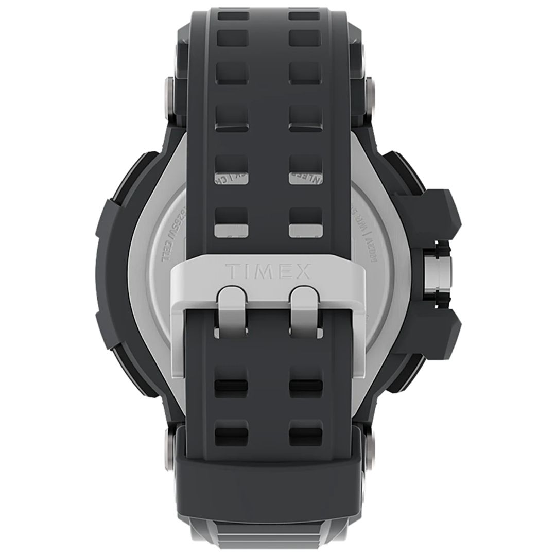 Zegarek Timex z szarym paskiem z żywicy oraz zapięciem na sprzączkę