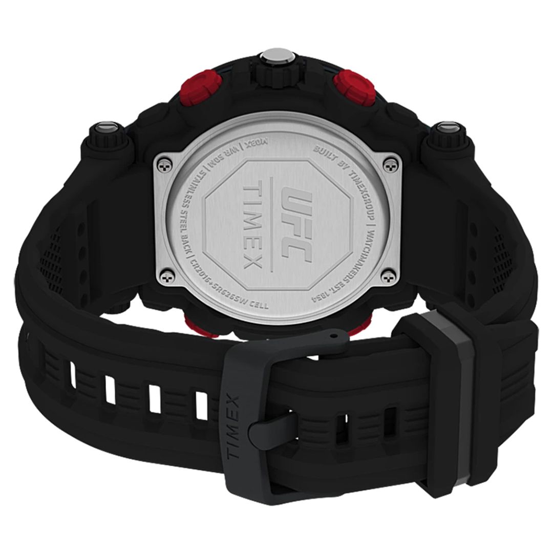Zegarek Timex na czarnym pasku z żywicy zapinanym na sprzączkę