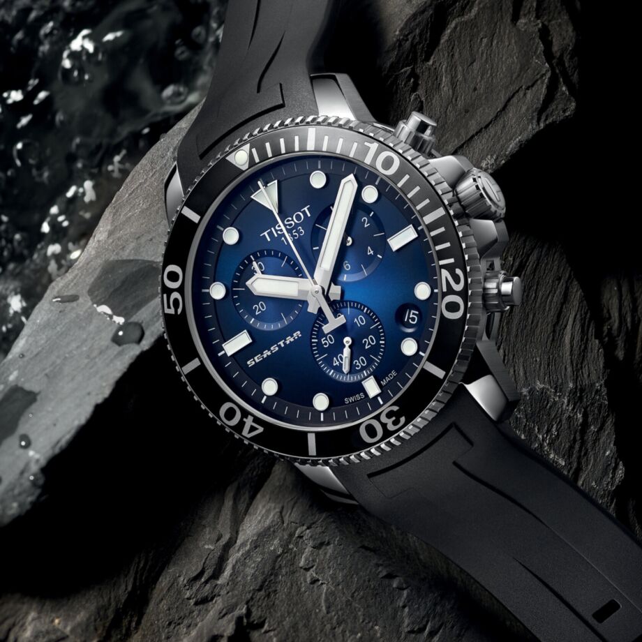 Chronograf Tissot Seastar na czarnym pasku