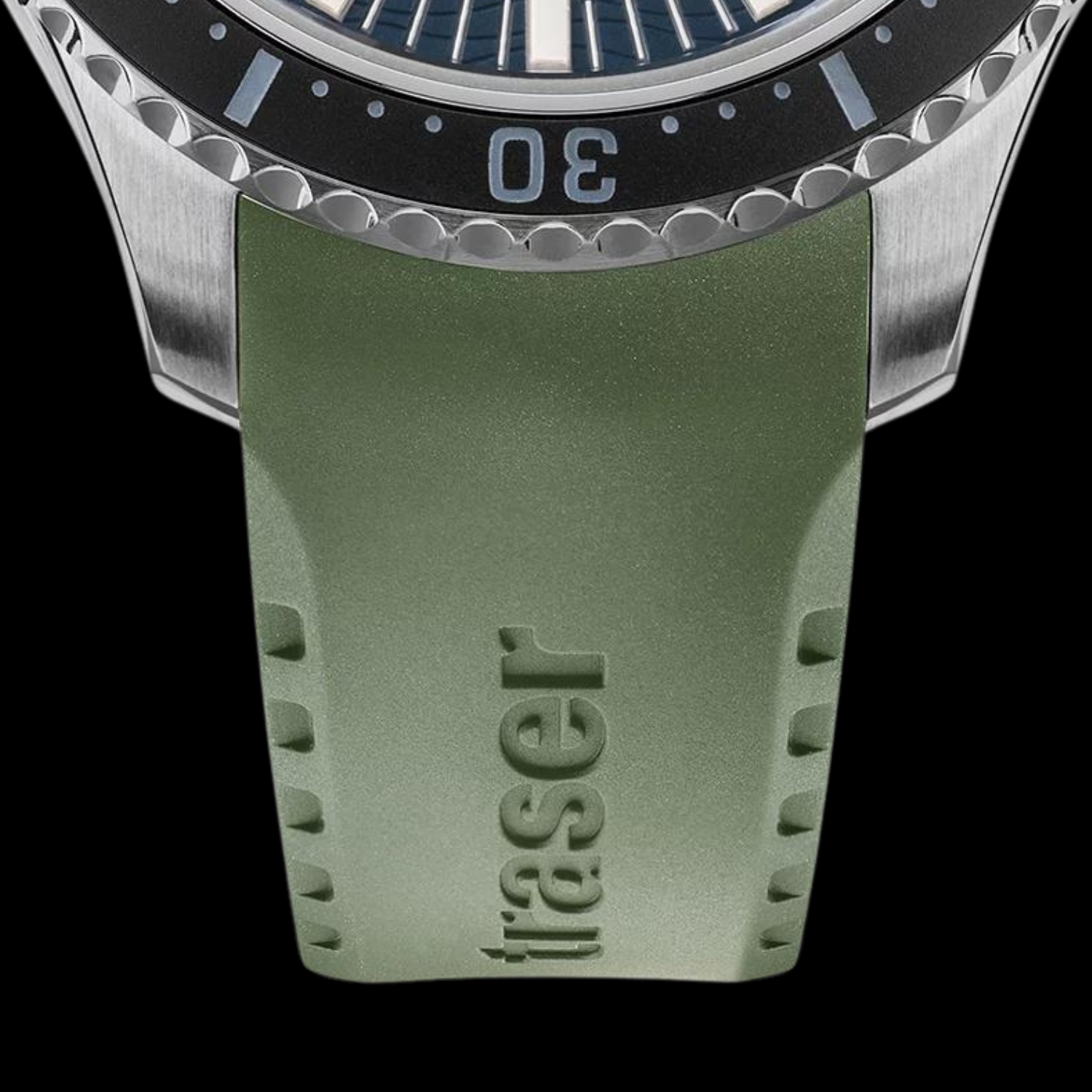 Zegarek Traser P67 SuperSub Diver Blue T100 Green Rubber Strap TS-109371 v2 na kauczukowym zielonym pasku