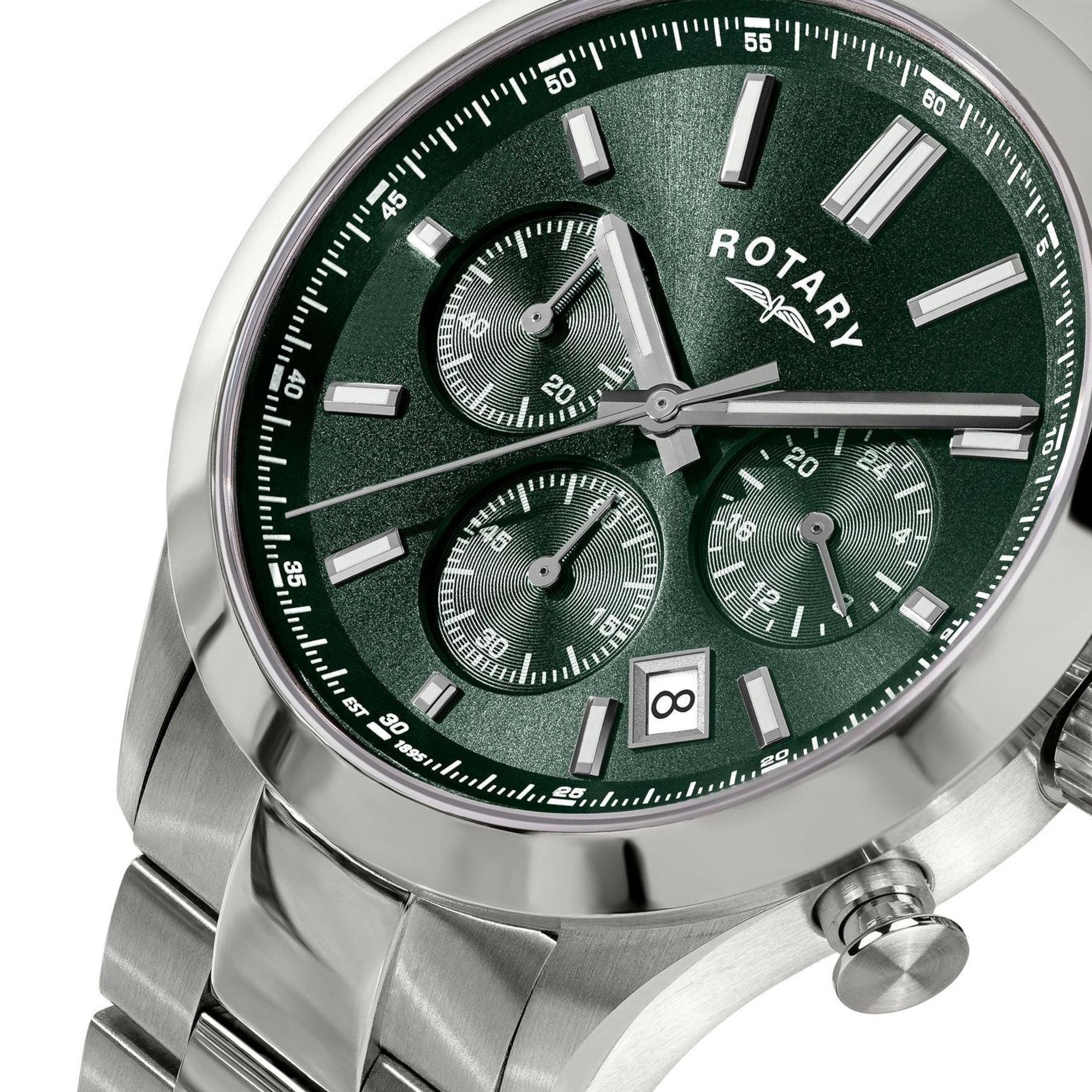 Trzy subtarcze chronografu zegarka Rotary Heritage Chronograph RGB10069/24