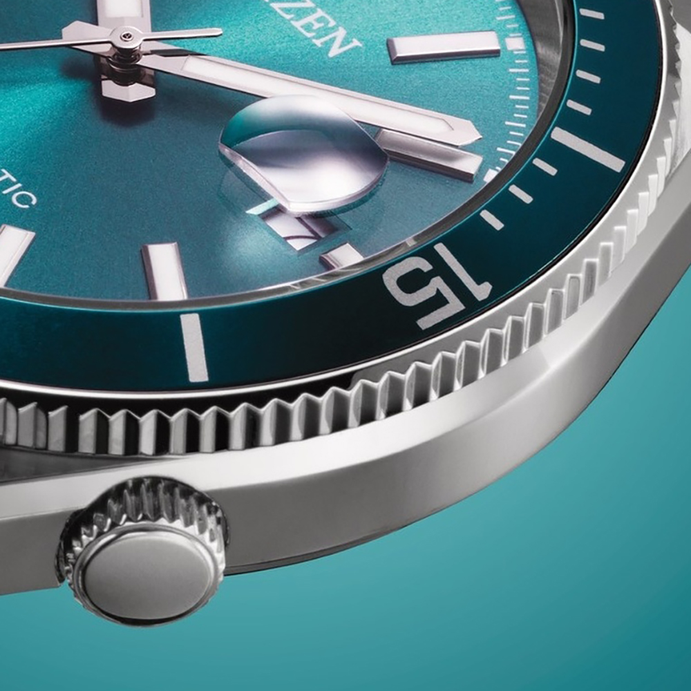 Zegarek Citizen Tsuyosa Shore Automatic z turkusowym, obrotowym bezelem