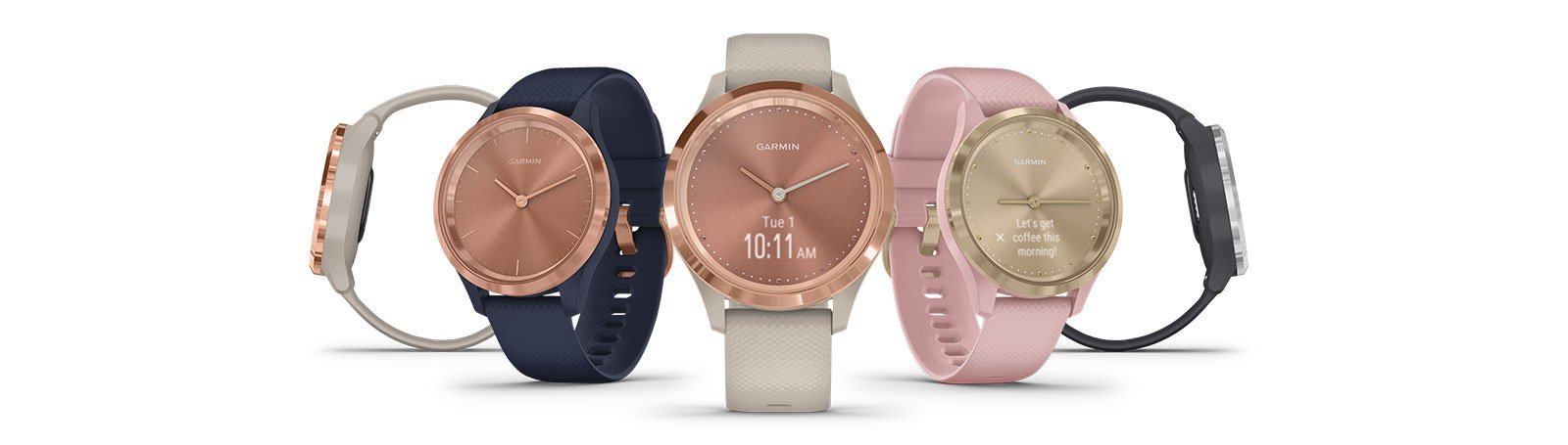Zegarek Garmin Vivomove 3S Silver Blue z niebieskim paskiem silikonowym, idealny do aktywności fizycznej.