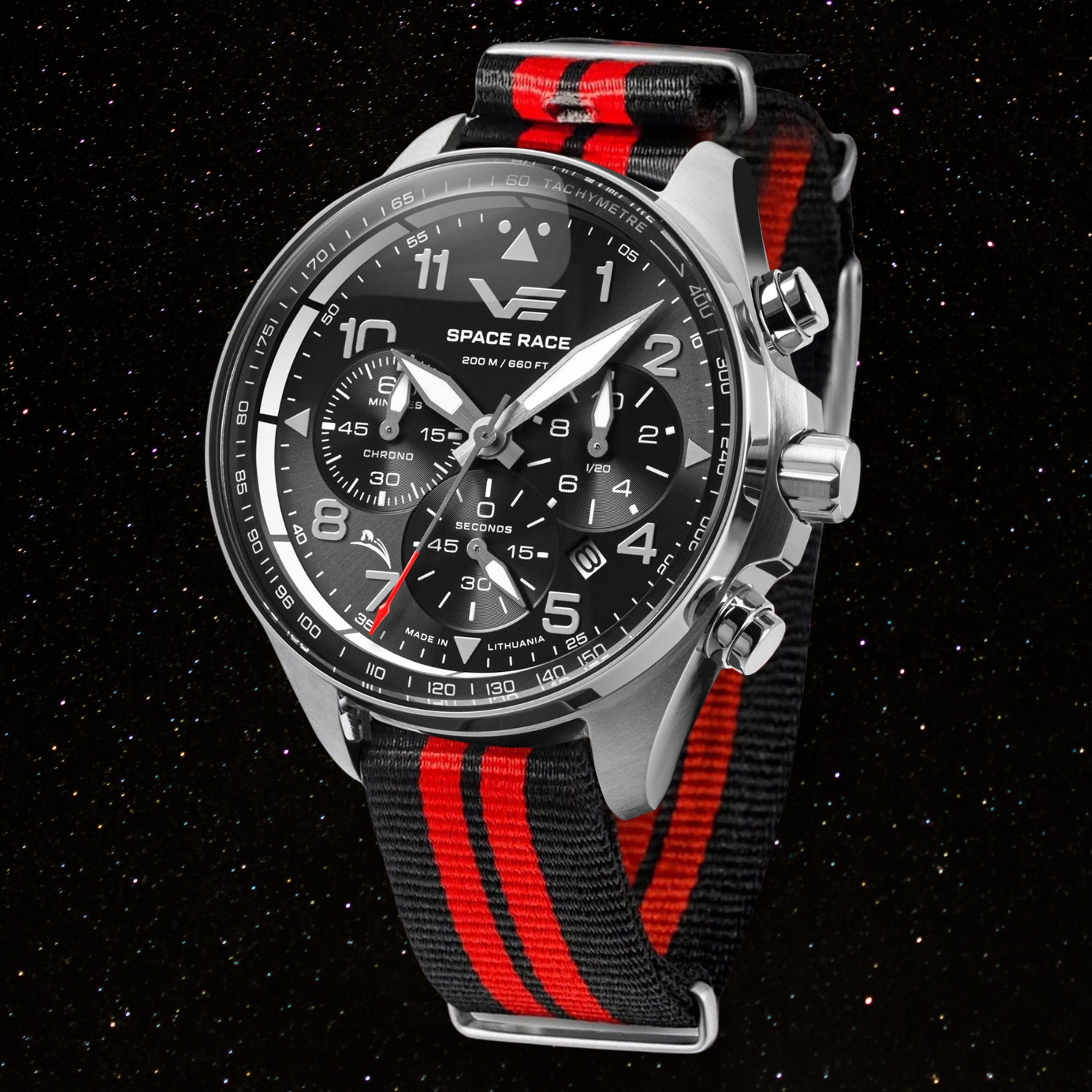 Zegarek Vostok Europe Space Race Black Chrono 6S20-325A741NBR stworzony z inspiracji Wyścigiem Kosmicznym