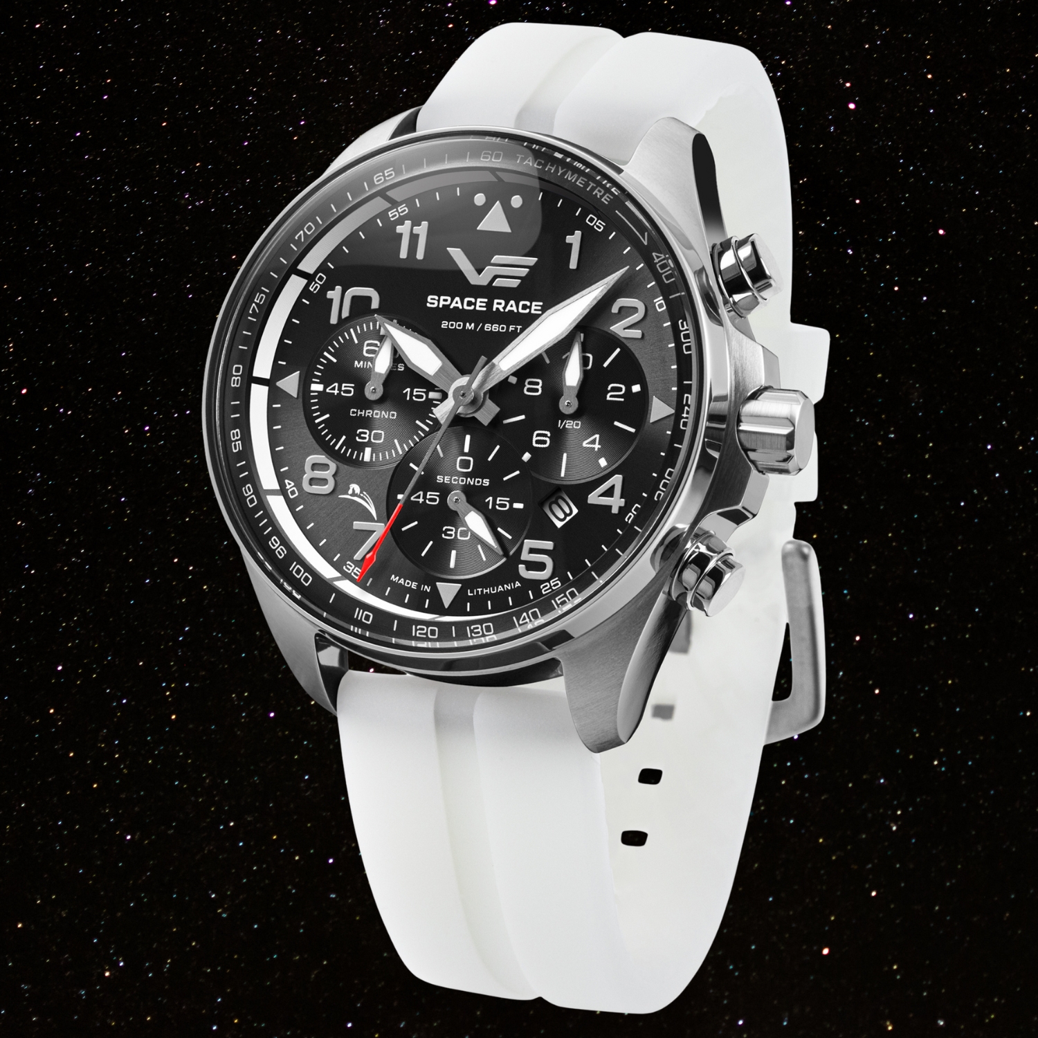 Zegarek Vostok Europe Space Race Black Chrono 6S20-325A741SW stworzony z inspiracji Wyścigiem Kosmicznym