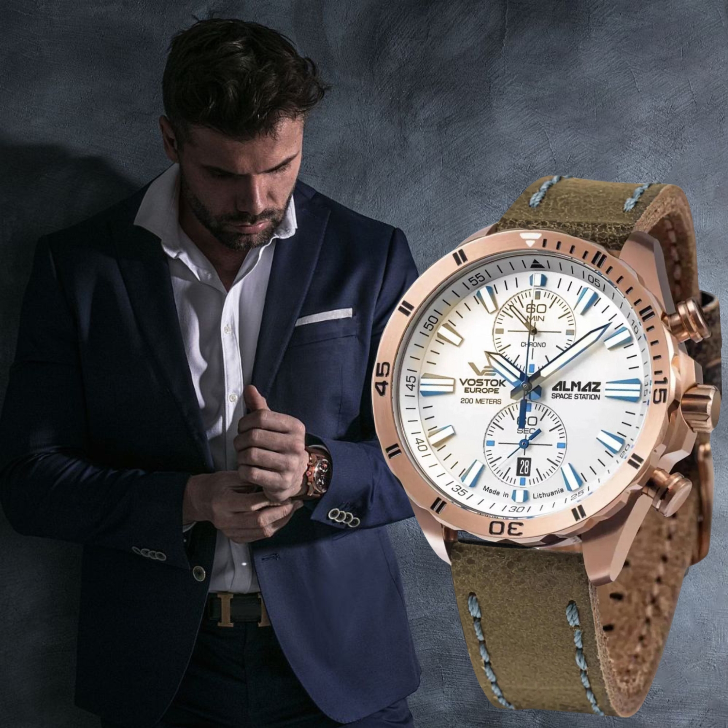 sportowo-elegancki zegarek na każdy dzień Vostok Europe Almaz 6S11-320B676LB 
