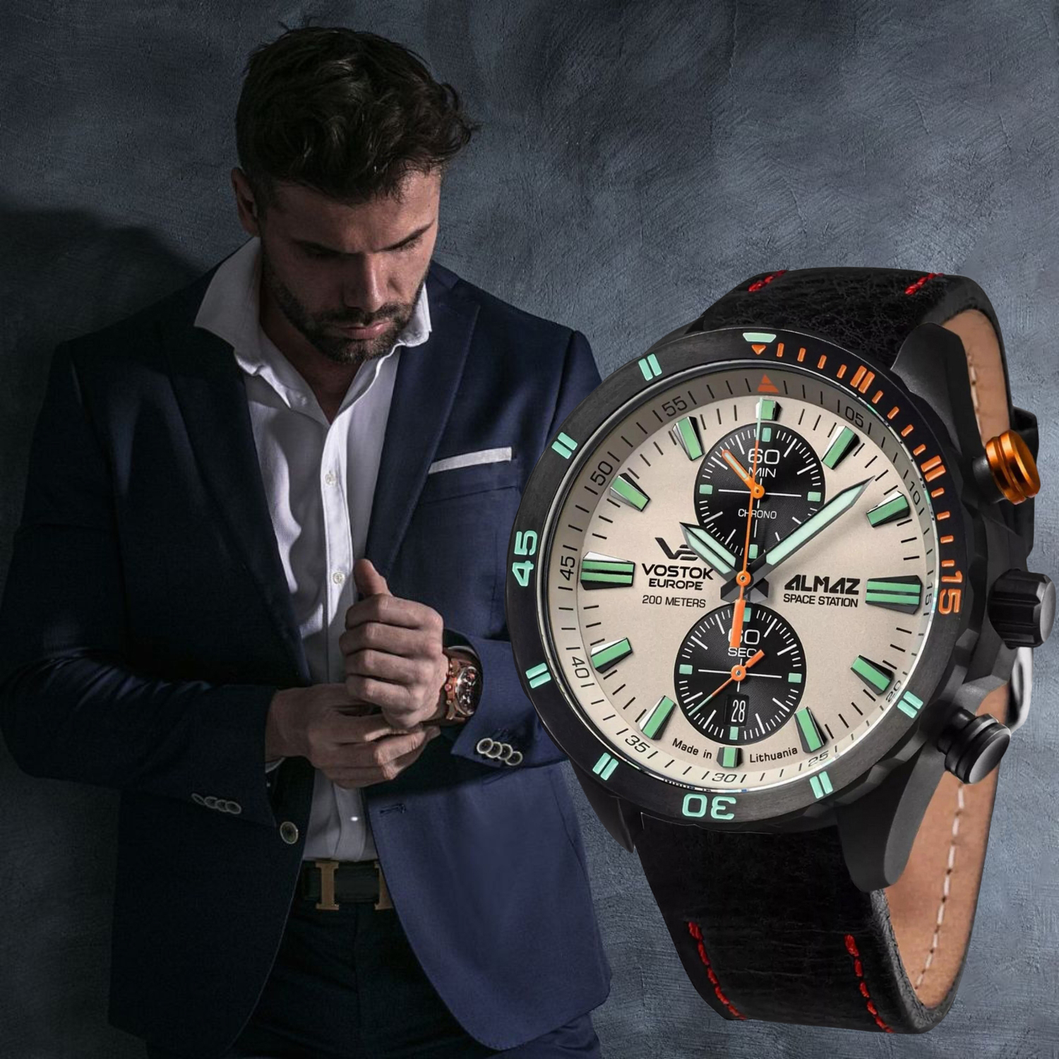 sportowo-elegancki zegarek na każdy dzień Vostok Europe Almaz 6S11-320C677LB
