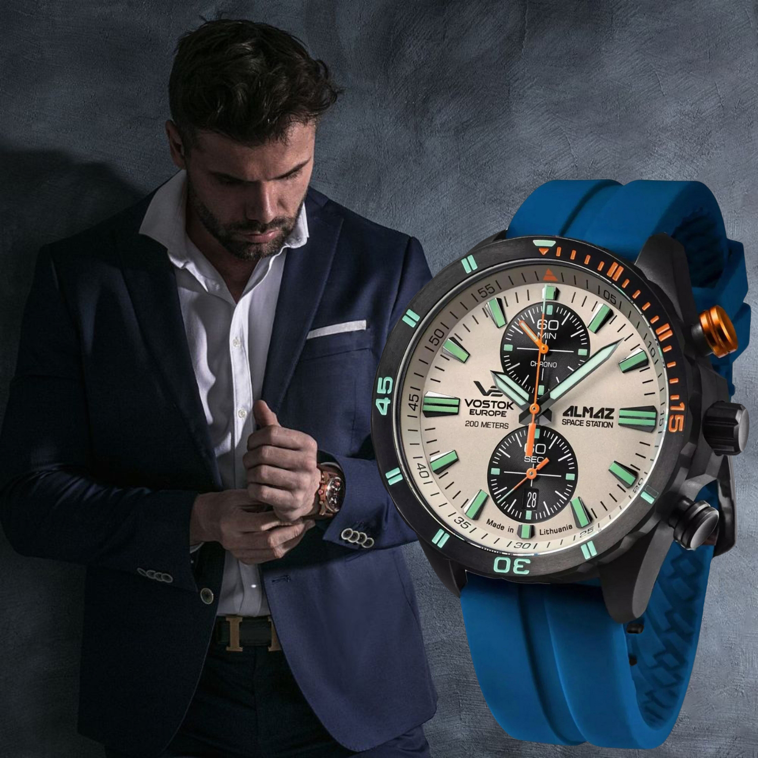 sportowo-elegancki zegarek na każdy dzień Vostok Europe Almaz 6S11-320C677SB