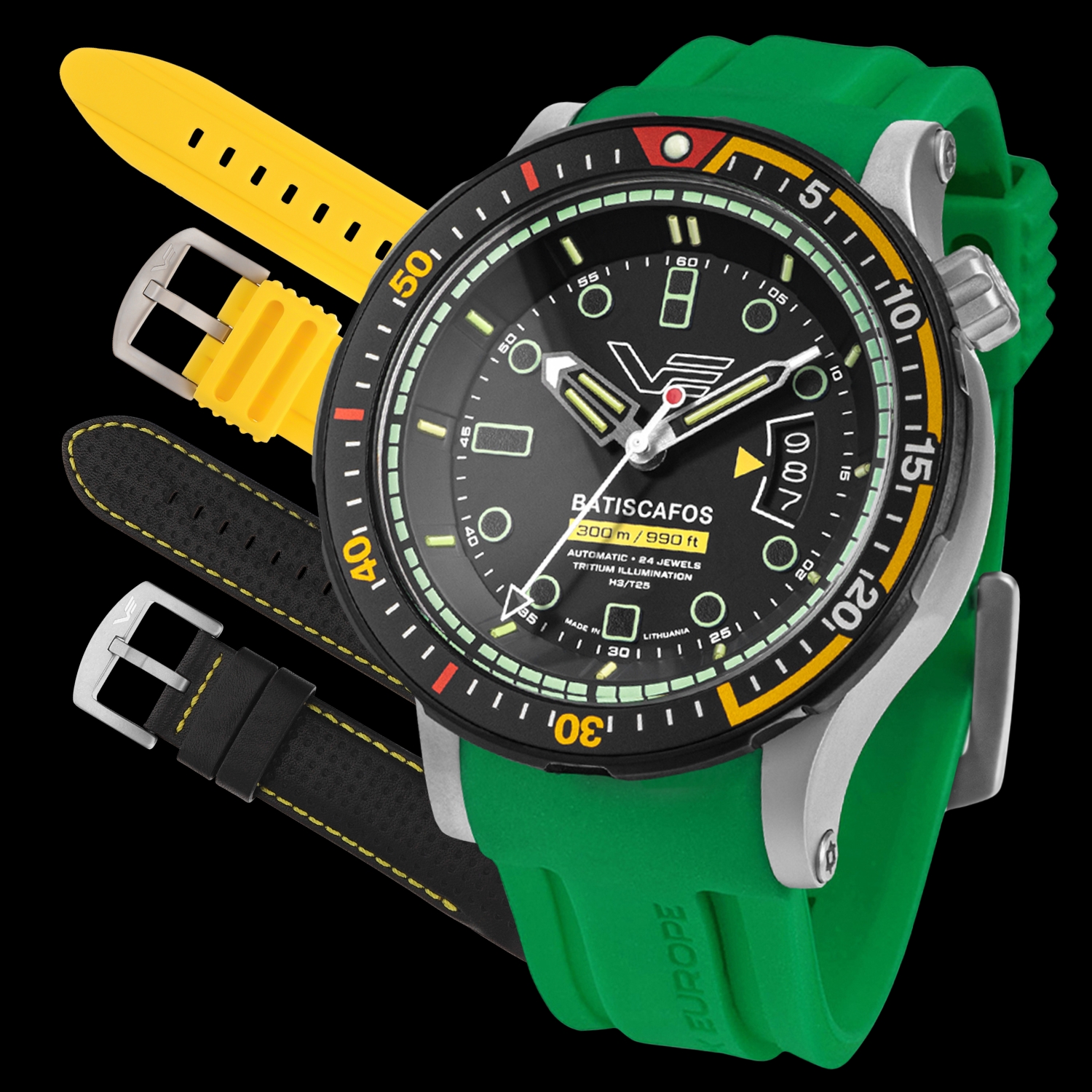 Zegarek Vostok Europe Batiscafos NH35A-511E767SG w zestawie z dwoma paskami
