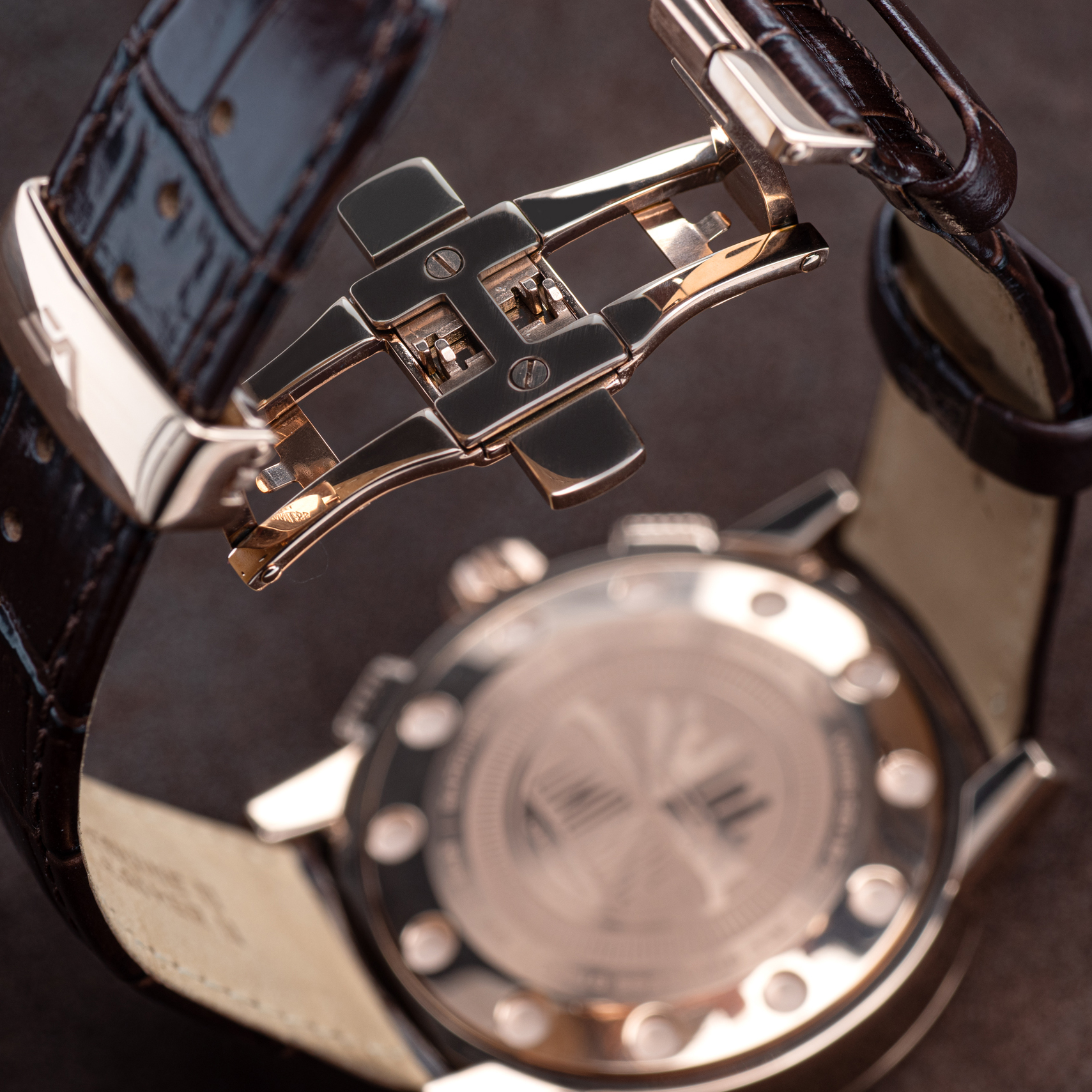Vostok Europe Limousine Chrono VK68-561B785 na czarnym skórzanym pasku z zapięciem motylkowym