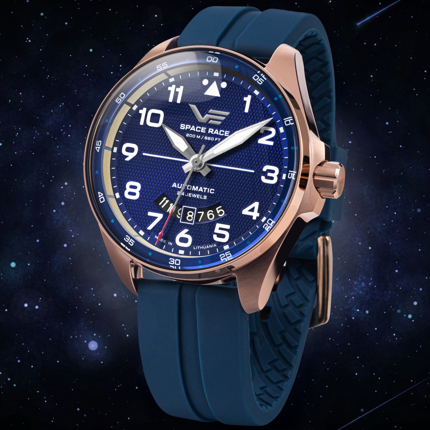 Zegarek Vostok Europe Space Race Blue Automatic YN55-325B746SBL stworzony z inspiracji Wyścigiem Kosmicznym