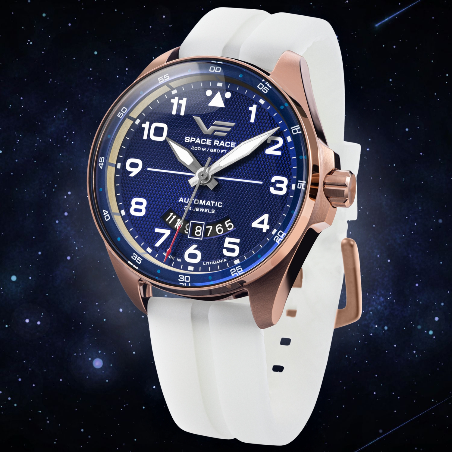 Zegarek Vostok Europe Space Race Blue Automatic YN55-325B746SWL stworzony z inspiracji Wyścigiem Kosmicznym