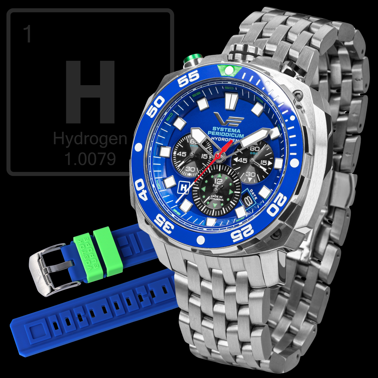 Zegarek Vostok Europe VK67-650A720B Systema Periodicum Hydrogen męski 