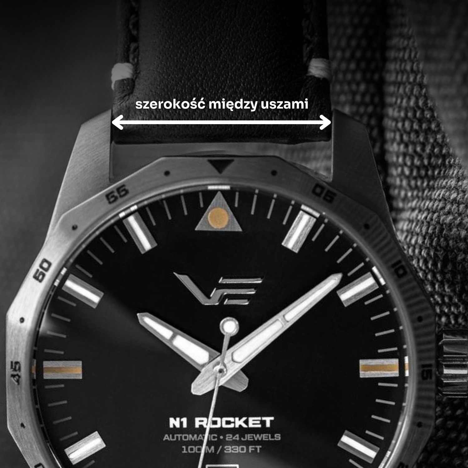 Szerokość między uszami w zegarku Vostok Europe