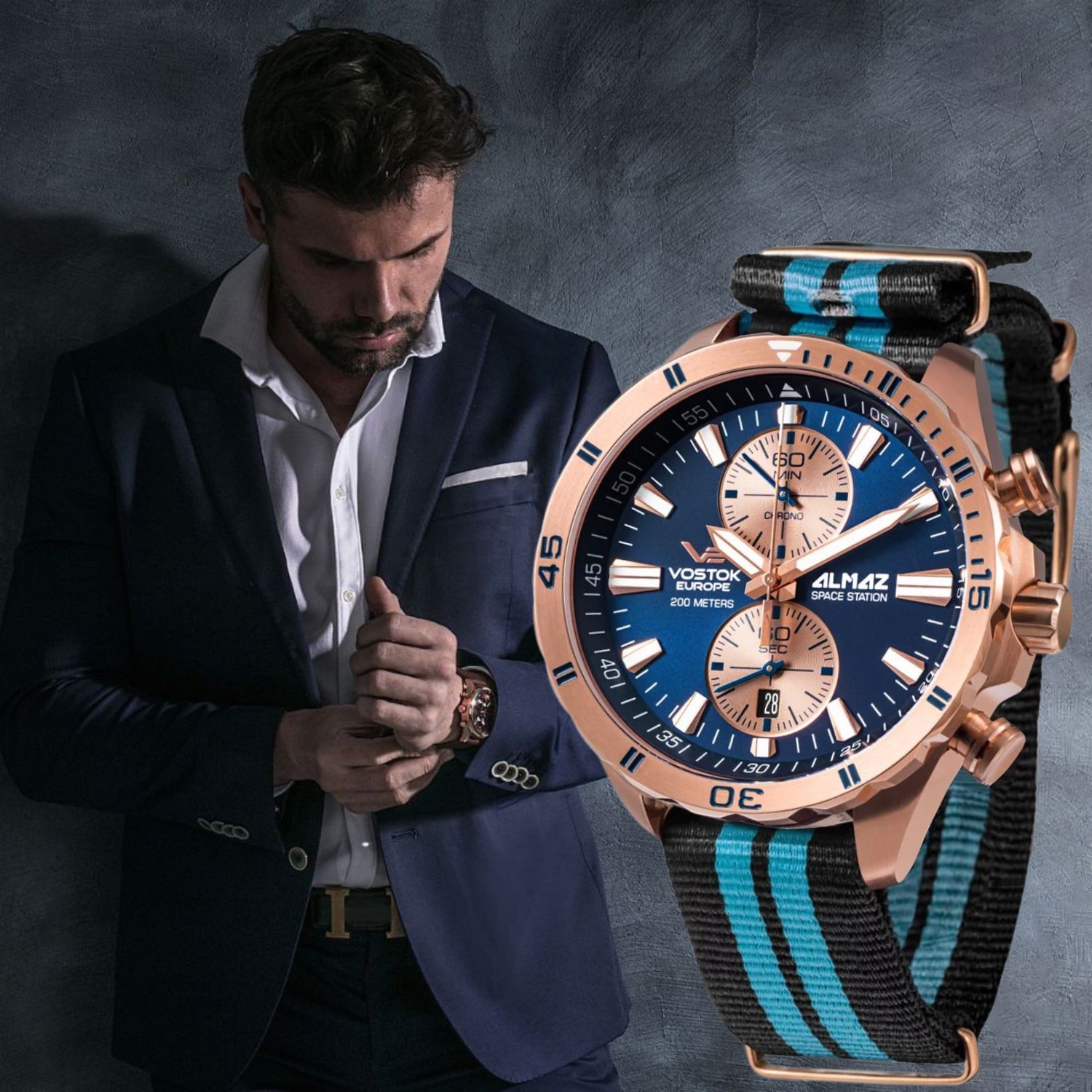 sportowo-elegancki zegarek na każdy dzień Vostok Europe Almaz 6S11-320B660NBB