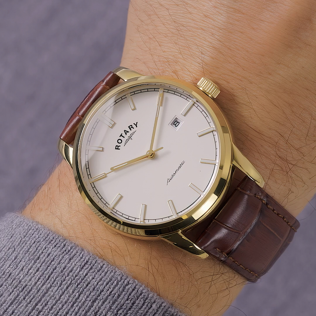 Wypukłe szkło vintage zegarka Rotary Heritage Automatic RGS10004/31