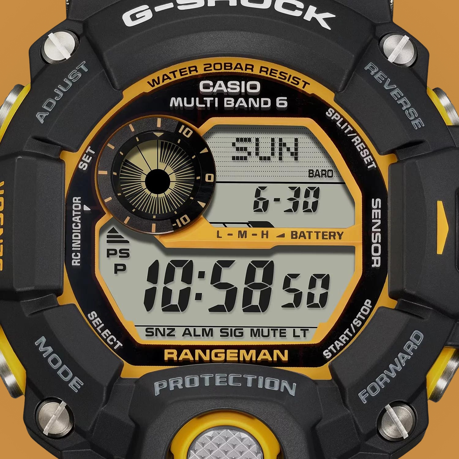 Wyświetlacz w zegarku G-SHOCK Casio RANGEMAN GW-9400Y-1ER