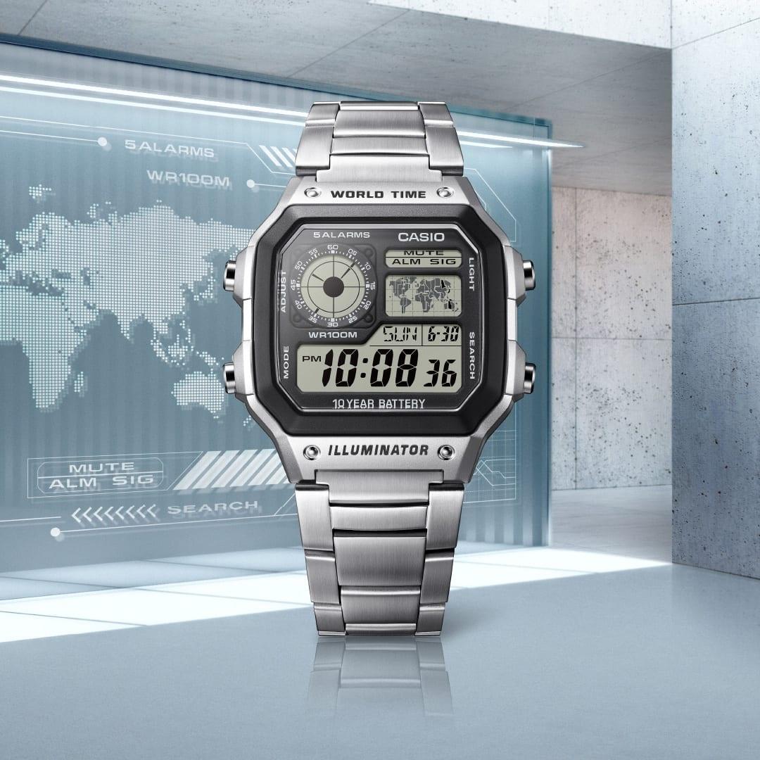 Zegarek Casio Timeless z mapą świata