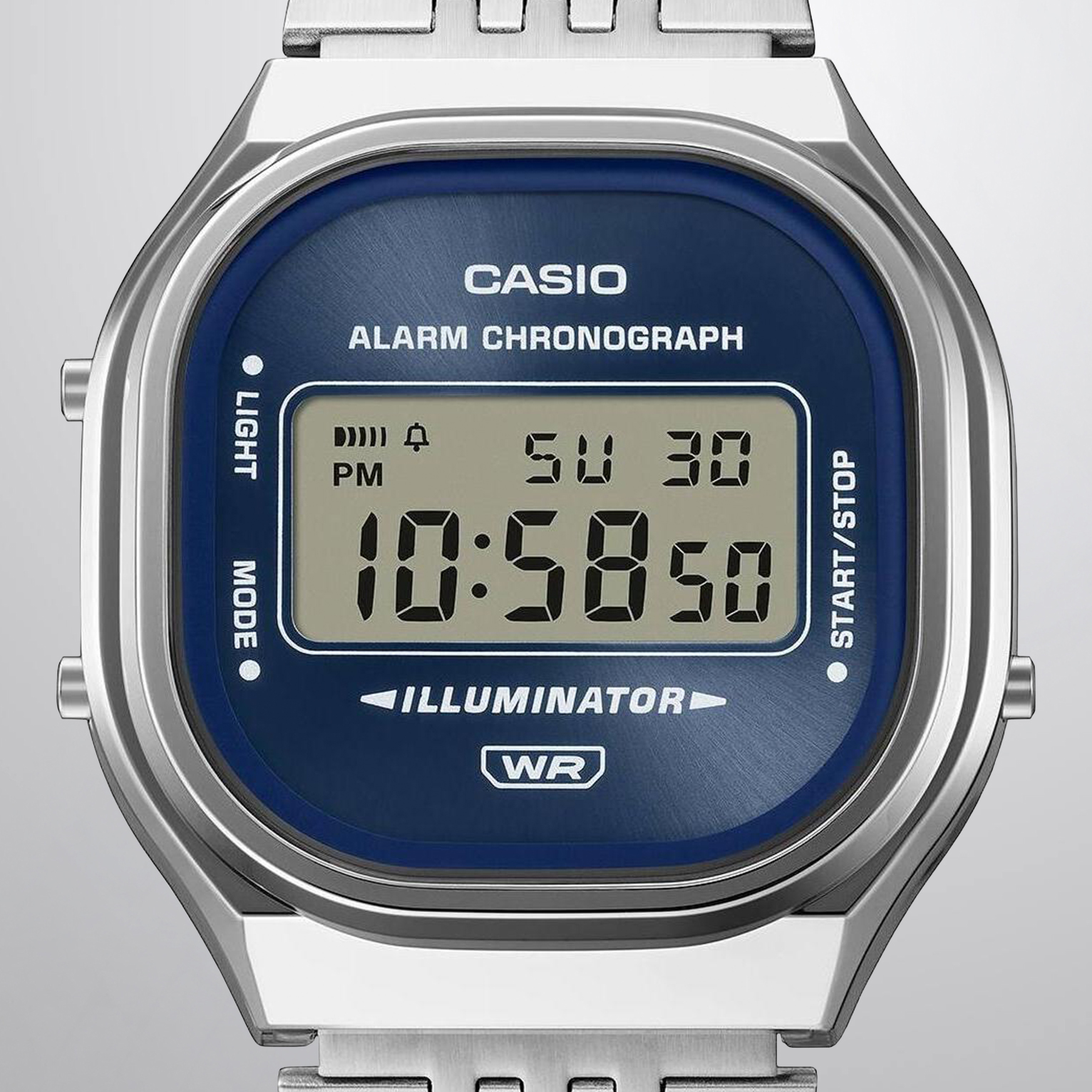 Zegarek Casio Vintage z niebieską tarczą i cyfrowym wyświetlaczem