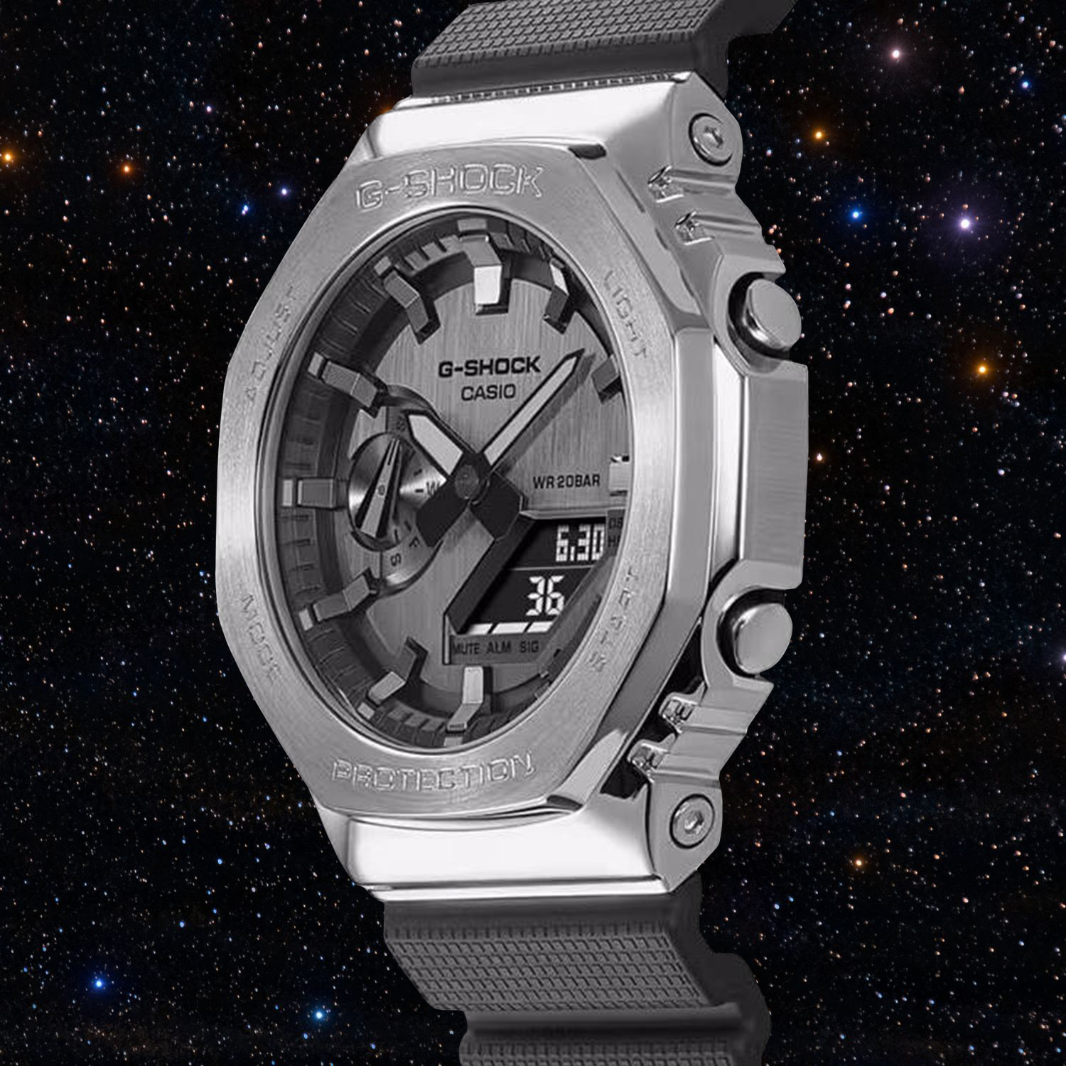 Zegarek G-Shock x Star Wars The Mandalorian and Grogu w stalowej kopercie na czarnym pasku