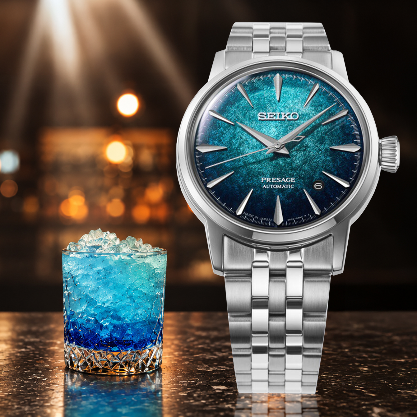 Zegarek garniturowy Seiko Presage Cocktail Time Crushed Ice HCB001J1 Emerald Mist