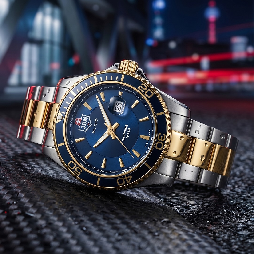 Zegarek JDM Military ze srebrno-złotą bransoletą