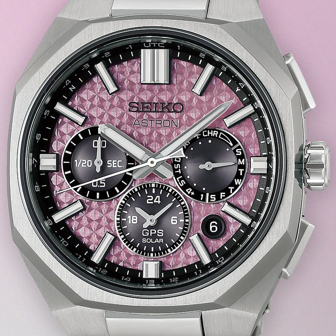 Zegarek Seiko Astron GPS Solar Dual-Time Chronograph HAB006J1 z różową tarczą