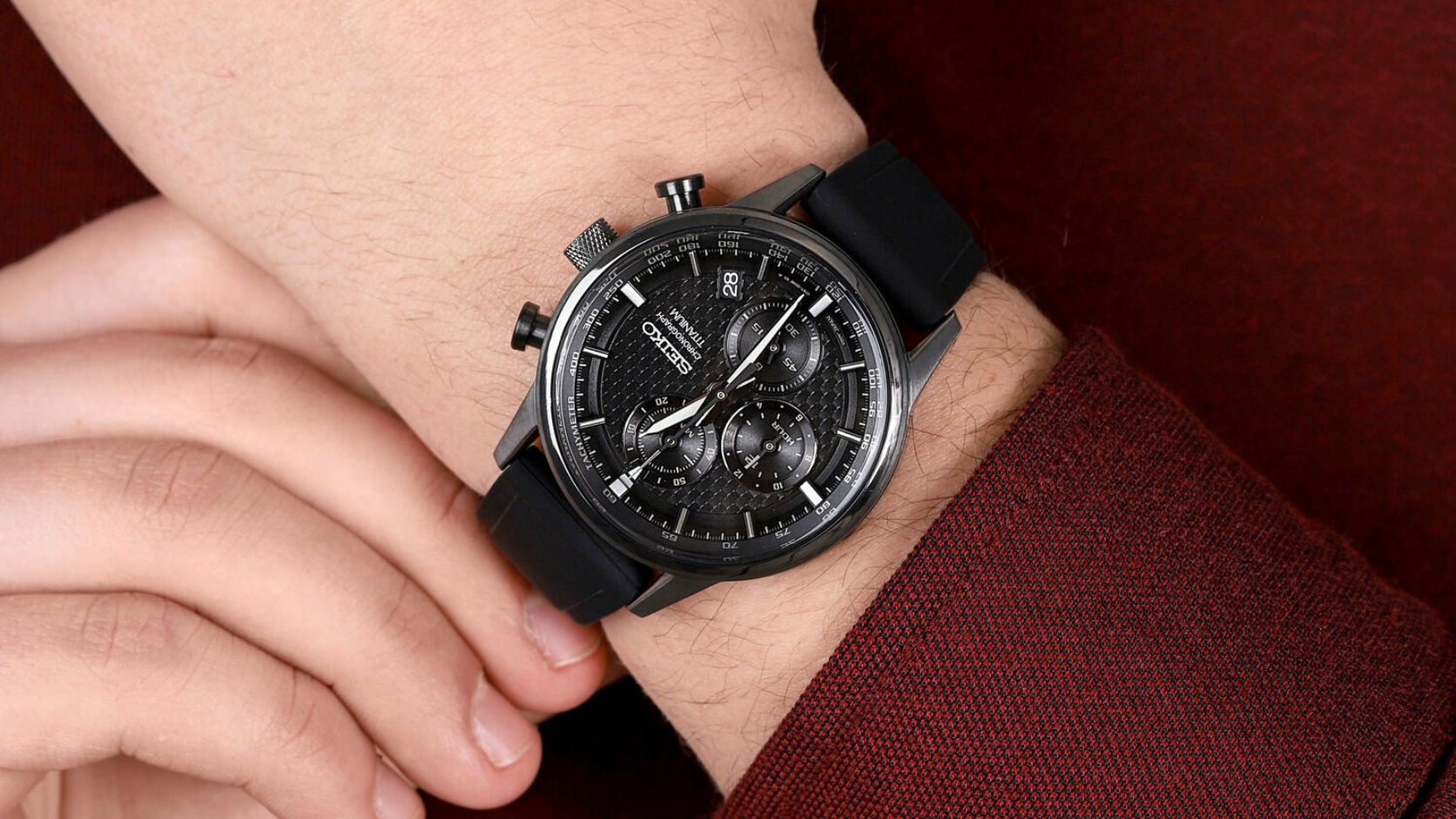 Zegarek Seiko Chronograph Titanium SSB393P1 na silikonowym pasku