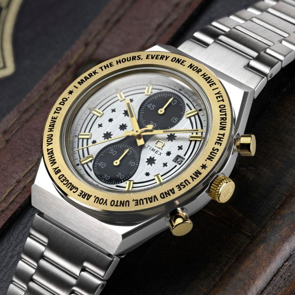 Zegarek Q Timex Harry Potter ze złotym bezelem i srebrną tarczą