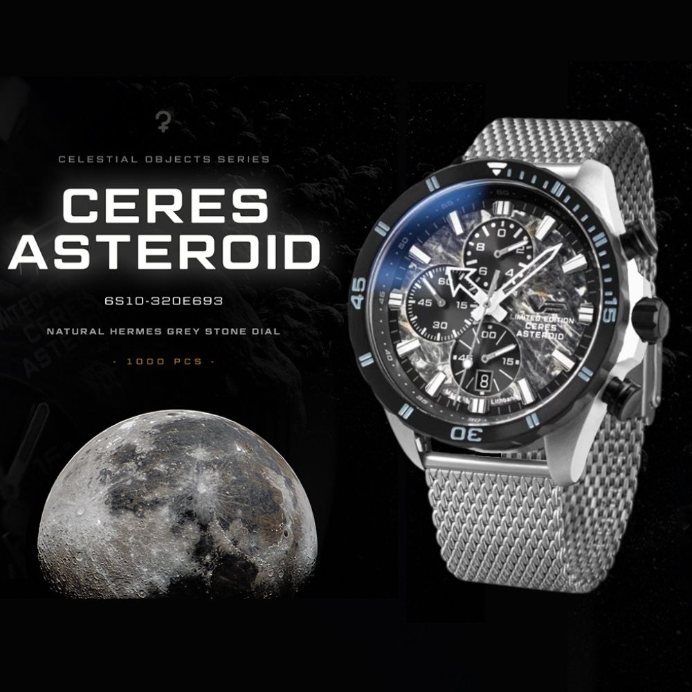 Vostok Europe Almaz Chrono Ceres Asteroid 6S10-320E693B inspiracja stacją kosmiczną