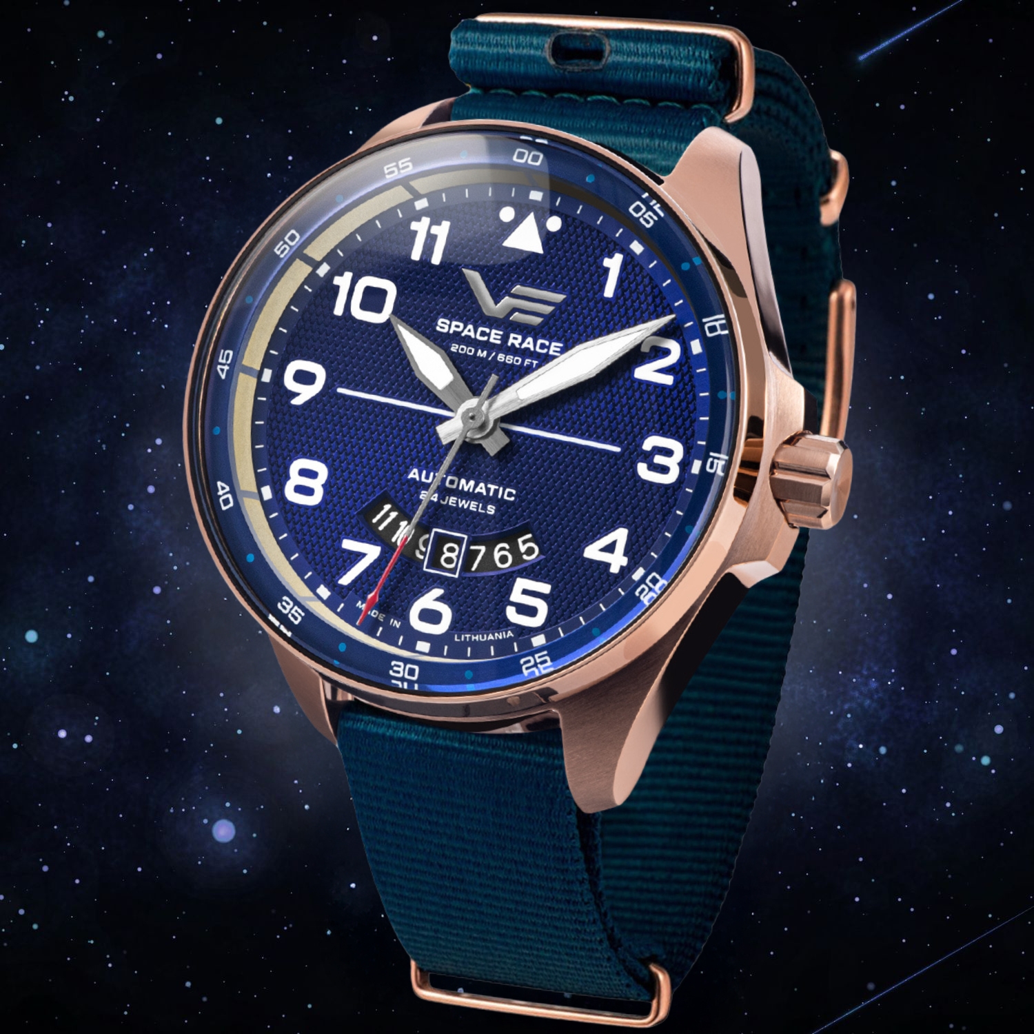 Zegarek Vostok Europe Space Race Blue Automatic YN55-325B746NBL stworzony z inspiracji Wyścigiem Kosmicznym