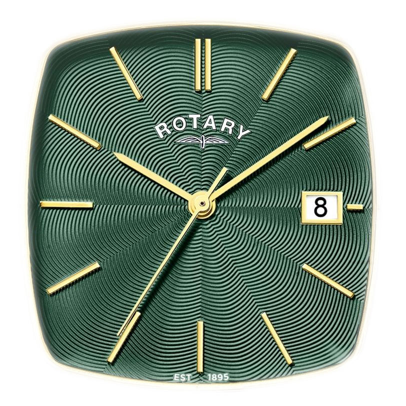 Zielona tarcza ze spiralnym guilloche zegarka Rotary Heritage Astoria RGB05308/24