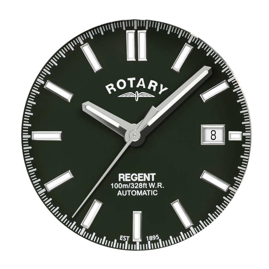 Zielona tarcza zegarka Rotary Regent GB05410/24