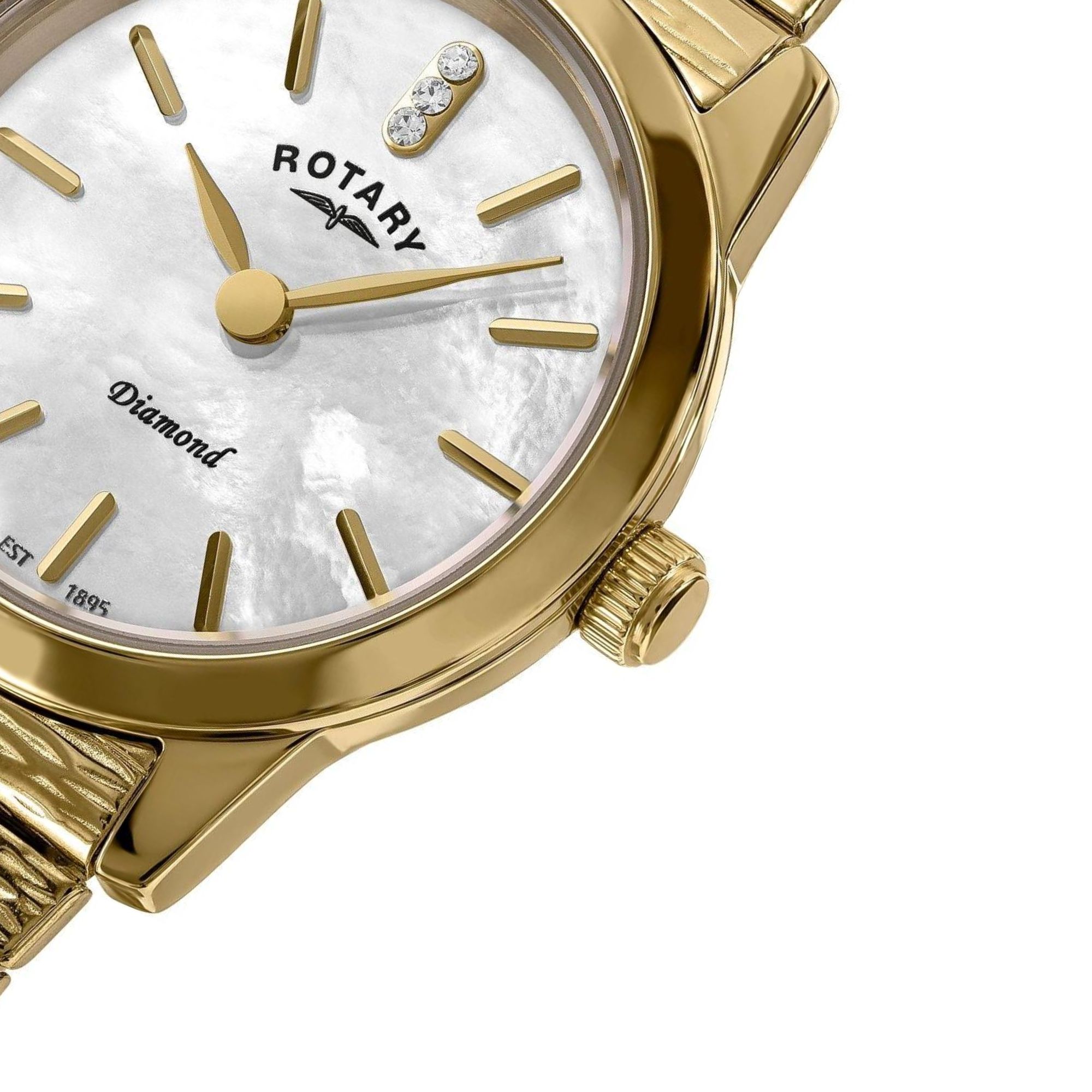 Złota koperta z masą perłową zegarka Rotary Diamond RLB10040/41/D