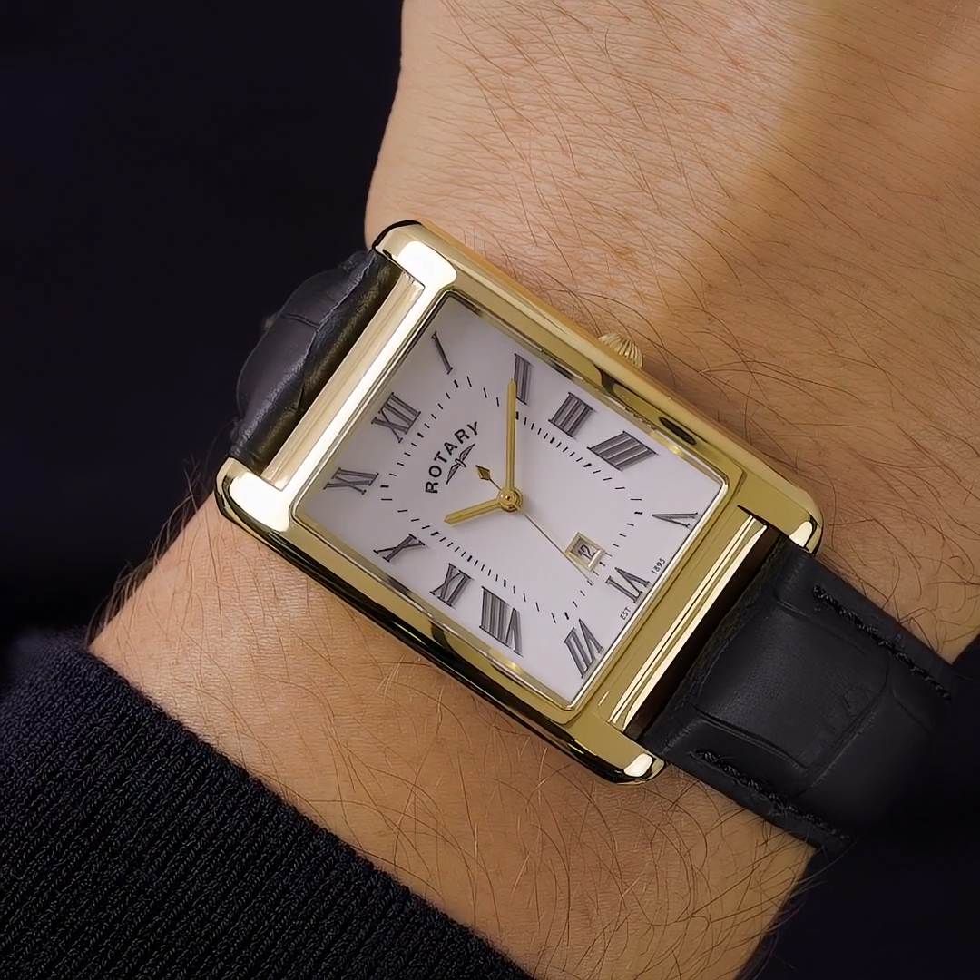 Złota prostokątna koperta zegarka Rotary Heritage Astoria GS05753/01
