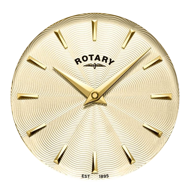 Złota tarcza z wzorem guilloche zegarka Rotary Ultra Slim LS08013/03