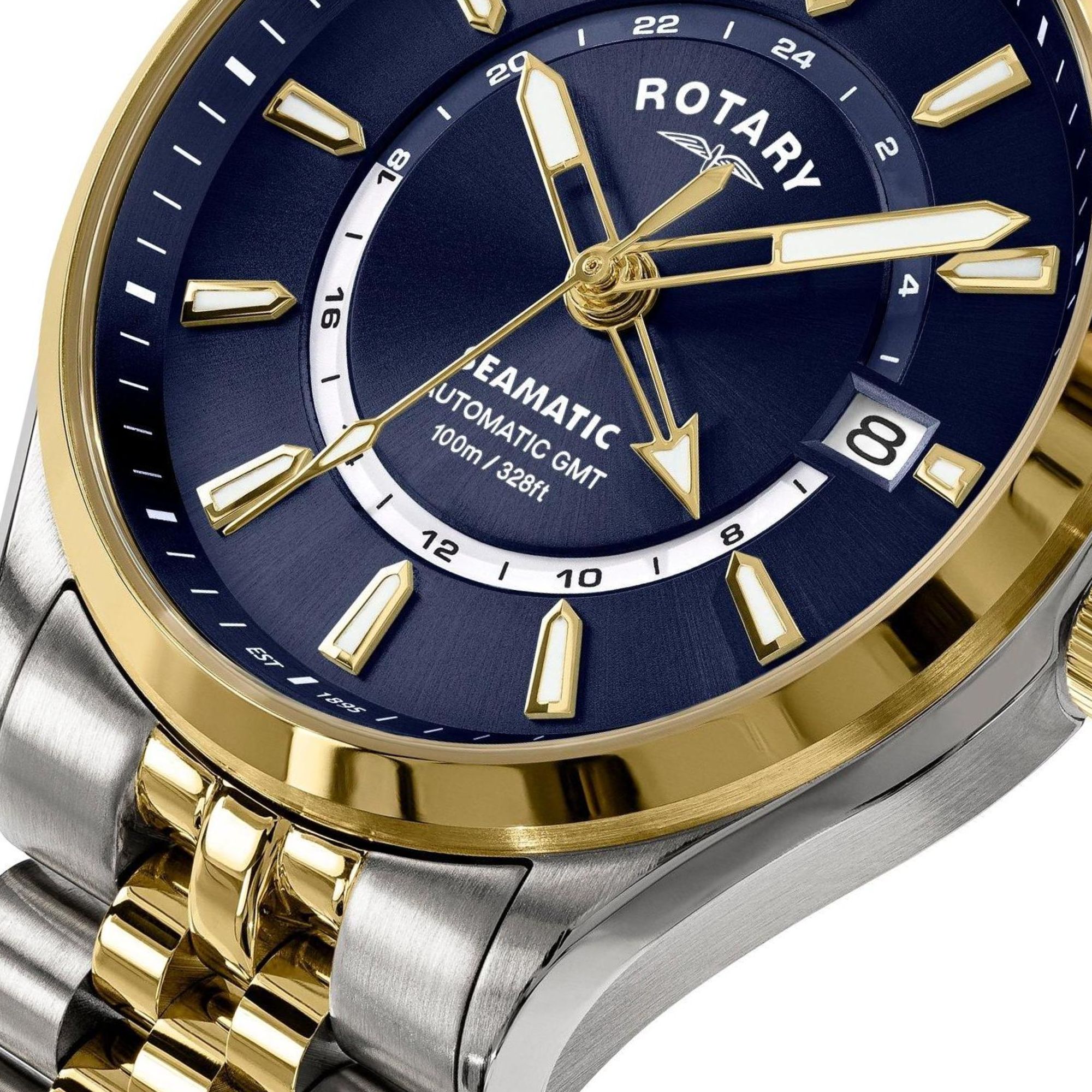 Złota wskazówka GMT zegarka Rotary Seamatic 100 GMT RGB10042/05