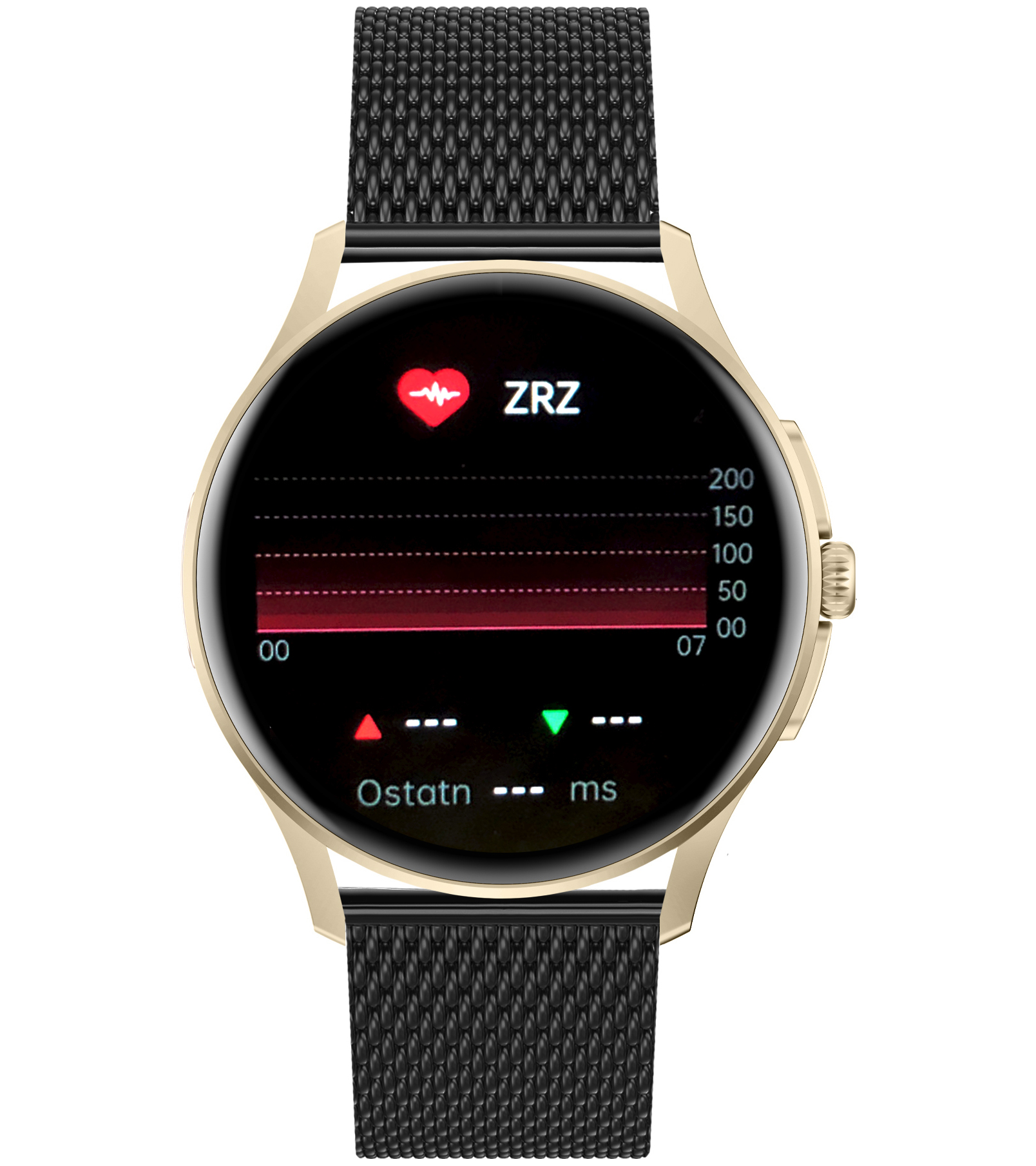 Damski smartwatch Enter Candice na czarnej bransolecie mesh z dostępną funkcją zmienności rytmu serca