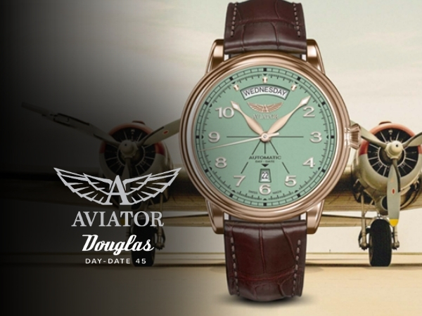 Aviator Douglas Day-Date 45 - nowy zegarek lotniczy Swiss Made