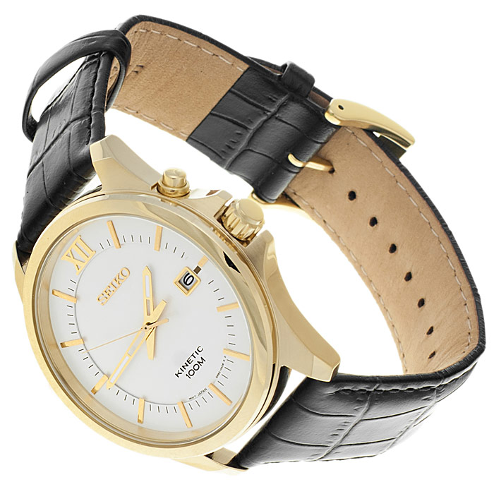 zegarek Seiko SKA576P2 złoty Kinetic - miniatura 4