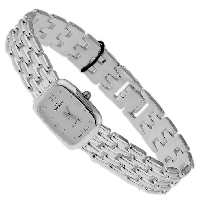 Bisset SOLID-OWAL-WHITE Srebrne 925 klasyczny zegarek srebrny - miniatura 4