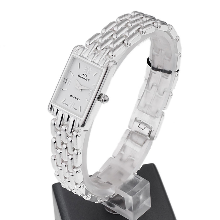 Bisset SOLID-PROS-WHITE Srebrne 925 zegarek damski klasyczny mineralne - miniatura 3