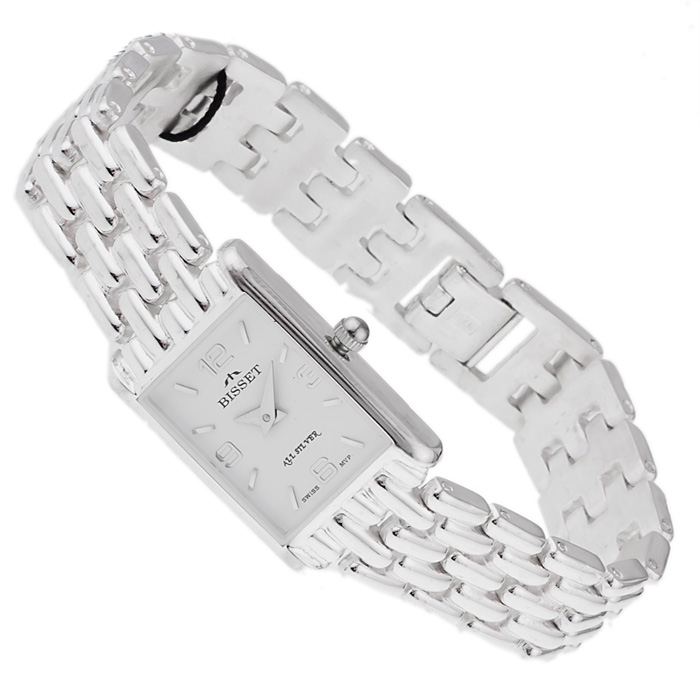 Bisset SOLID-PROS-WHITE Srebrne 925 klasyczny zegarek srebrny - miniatura 4