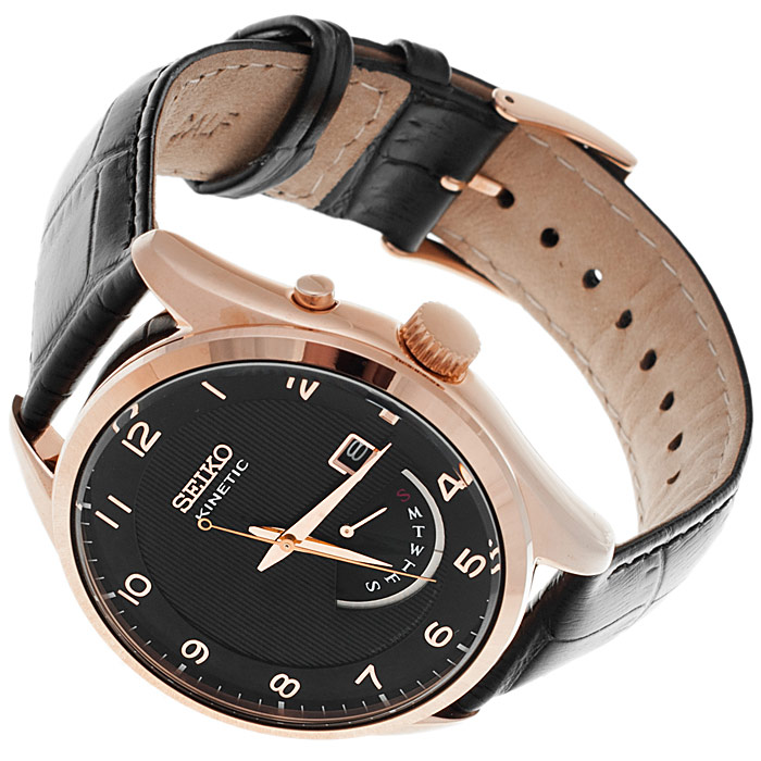 zegarek Seiko SRN054P1 złoty Kinetic - miniatura 4